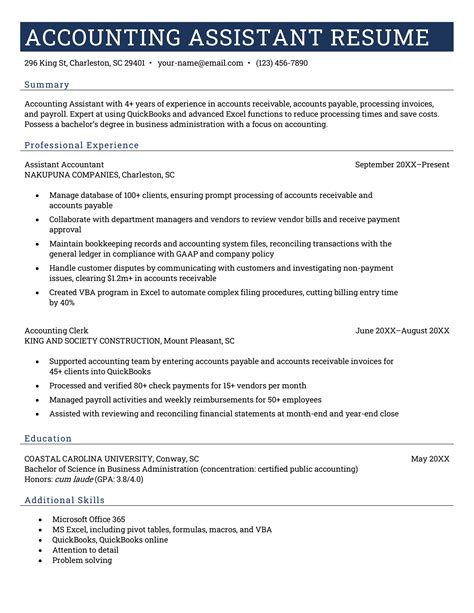 accounting assistant resume|Accounting assistant